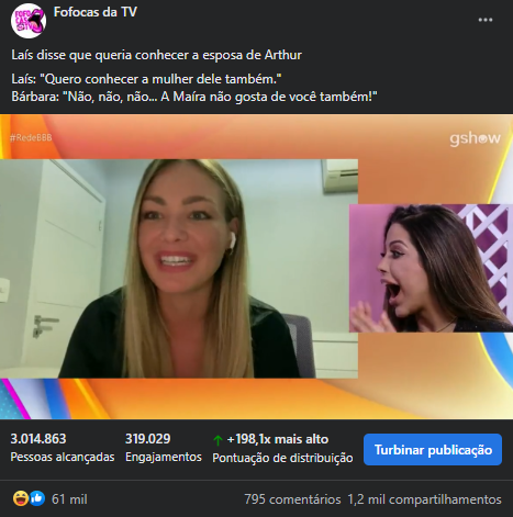 Resultados da Postagem em Fofocas da TV